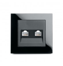 Розетка компьютерная 2-местная RJ-45, серия Катрин, GLS00-7006-05, черный  39509  STEKKER