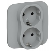 FLITE Розетка 2-ая с заземлением без шторок быстрозажимные клеммы 16А РС12-1-А-ФлС серый  FI-R21A-16-1-K03  IEK