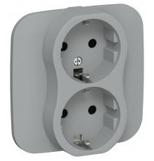 FLITE Розетка 2-ая с заземлением без шторок быстрозажимные клеммы 16А РС12-1-А-ФлС серый  FI-R21A-16-1-K03  IEK