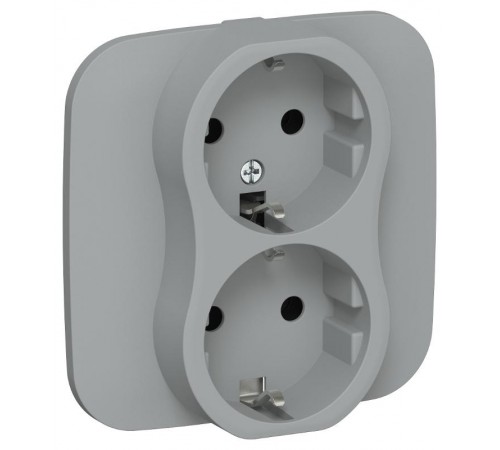FLITE Розетка 2-ая с заземлением без шторок быстрозажимные клеммы 16А РС12-1-А-ФлС серый  FI-R21A-16-1-K03  IEK