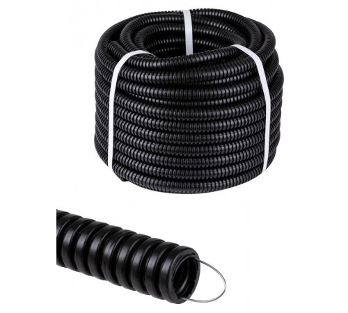 Труба гофрированная ПНД d 16 с зондом (25 м) легкая черная  SQ0413-2501  TDM