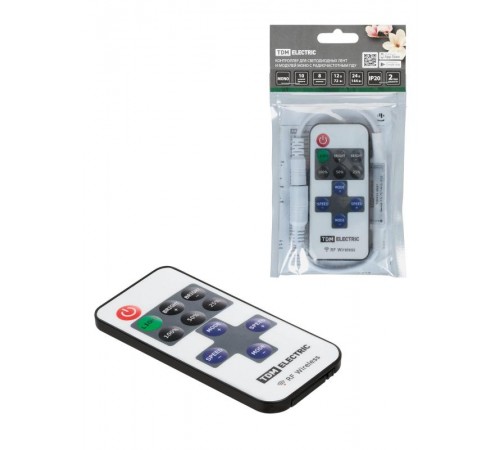 Контроллер для светодиодных лент и модулей MONO-RF-12В-6A-72Вт-IP20, 1 канал, пульт 11 кнопок  SQ0331-0527  TDM