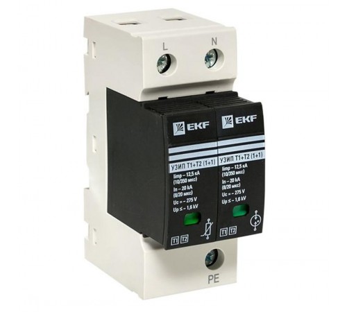 Устройство защиты от импульсных перенапряжений Т1+Т2; Iimp-12,5kA; In-20kA; Uc-275В; 1+1 EKF PROxima  OV12-11-505  EKF