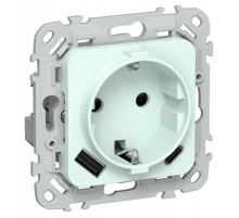 FLITE Розетка с заземлением со шторками 16А с USB A+C 20Вт РСЮшс11-0-ФлХЛ холодный лед  FI-R14-16-U22-020-K94  IEK