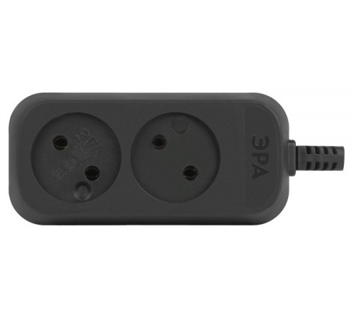 Колодка ЭРА KX-2-B 2 розетки без зазeмления черная   Б0061660  ЭРА