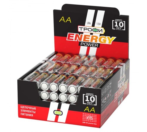 Батарейка щелочная (алкалиновая) LR6-4S  promo-box (96/384/18432) (AA)   Б0017350  ТРОФИ