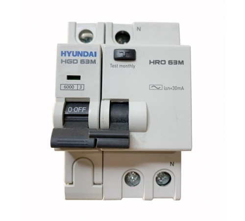 Выключатель автоматический дифференциального тока HRO63M 1NG4C0000C 00003G 1 полюс + нейтр., 3A ток, к.з. 6kA,30mA  13.06.000130  HYUNDAI