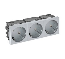 Розетка тройная 33° Modul45connect, с з/к, 250 В, 16A (серебристый) (STD-D3C AL3)  6120512  OBO Bettermann