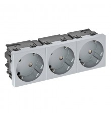 Розетка тройная 33° Modul45connect, с з/к, 250 В, 16A (серебристый) (STD-D3C AL3)  6120512  OBO Bettermann
