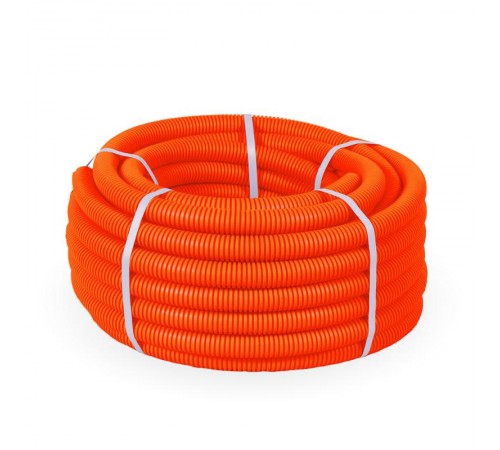 Труба гофрированная ПНД лёгкая 350 Н оранжевая с/з д25 (50м/2600м уп/пал) безгалогенная (HF)   PR.022561  Промрукав