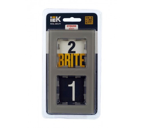 BRITE Рамка 2-ая РУ-2-2-БрД стекло дымчатый  BR-M22-G-K30  IEK