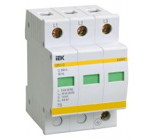 Ограничитель импульсного перенапряжения ОПС1-D 3Р In=5kA Un=230B Im=10kA  MOP20-3-D  IEK