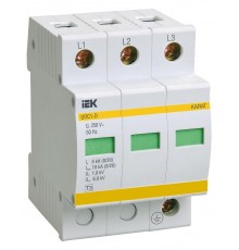Ограничитель импульсного перенапряжения ОПС1-D 3Р In=5kA Un=230B Im=10kA  MOP20-3-D  IEK