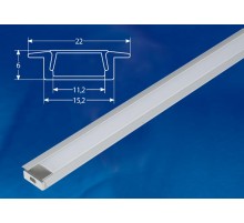 Профиль алюминиевый врезной с матовым рассеивателем, 200см. UFE-K01 SILVER/FROZEN 200 POLYBAG 2 заглушки в/к.. TМ .  UL-00005026  Uniel