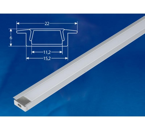 Профиль алюминиевый врезной с матовым рассеивателем, 200см. UFE-K01 SILVER/FROZEN 200 POLYBAG 2 заглушки в/к.. TМ .  UL-00005026  Uniel