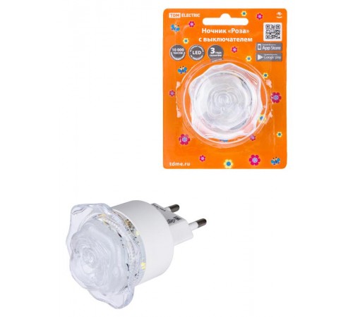 Ночник "Роза" с выключателем, 0,4 Вт, 220 В  SQ0357-0032  TDM