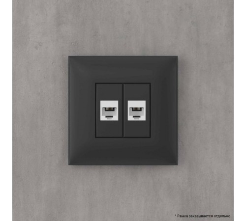 Телефонная розетка RJ-12 без шторки в стену двойная, "Avanti", "Черный матовый"  4412614  DKC