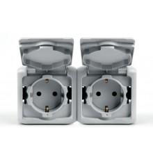 Quteo Серый Розетка 2-я с заземлением со шторками IP44  782353  Legrand