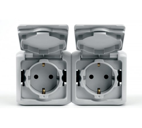 Quteo Серый Розетка 2-я с заземлением со шторками IP44  782353  Legrand