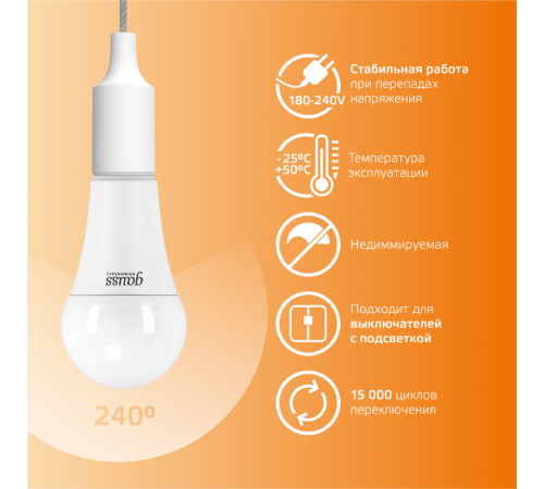 Лампа светодиодная LED 25Вт E27 220В 2700К А67 Elementary  73215  Gauss