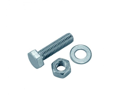 Болт DIN933 8.8 с шестигранной головкой оцинк. М6х30 + гайка + шайба (8 шт) - пакет ( 0,088 кг)  114051  Tech-KREP
