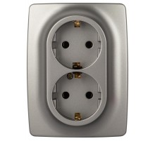 Розетка ЭРА Серия 12 12-2106-16 , 2-ая с заземлением, 16А-250В, титан   Б0065706  ЭРА