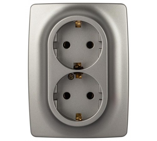 Розетка ЭРА Серия 12 12-2106-16 , 2-ая с заземлением, 16А-250В, титан   Б0065706  ЭРА