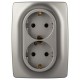 Розетка ЭРА Серия 12 12-2106-16 , 2-ая с заземлением, 16А-250В, титан   Б0065706  ЭРА