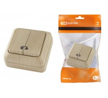 Выключатель 2-кл. открытой установки с подсветкой IP20 10А, сосна "Ладога"   SQ1801-0046  TDM