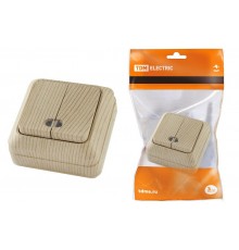 Выключатель 2-кл. открытой установки с подсветкой IP20 10А, сосна "Ладога"   SQ1801-0046  TDM