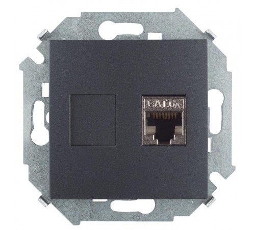Simon 15 Графит Розетка компьютерная RJ45 кат.6а (АМР, FTP)  1591563-038  Simon