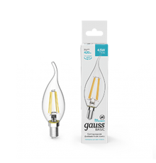 Лампа светодиодная Basic Filament Свеча на ветру 4,5W 420lm 4100К Е14 LED 1/10/50  1041125  Gauss