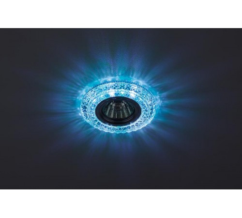 Светильник точечный встраиваемый DK LD3 MR16 3Вт GU5.3 прозрачный c белой и голубой подсветкой  Б0019203  ЭРА