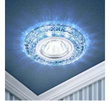 Светильник точечный встраиваемый DK LD3 MR16 3Вт GU5.3 прозрачный c белой и голубой подсветкой  Б0019203  ЭРА