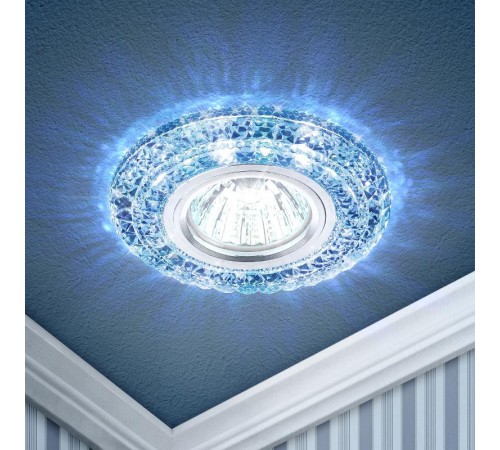 Светильник точечный встраиваемый DK LD3 MR16 3Вт GU5.3 прозрачный c белой и голубой подсветкой  Б0019203  ЭРА