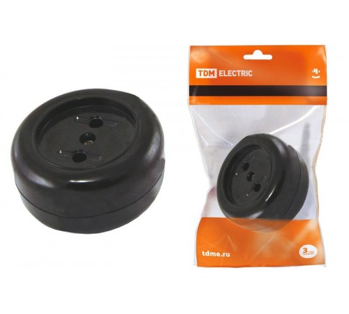 Розетка 2П 16А макс. 250B о/у "Ретро" (карболит)  SQ1806-0102  TDM