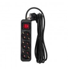 Удлинитель STANDARD 3 гнезда, 3м, 3х1,0мм, с/з, с выключателем, черный  13-4019  REXANT