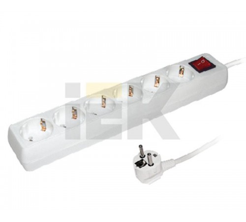 Удлинитель  У06К-выкл. 6 мест 2Р+PЕ/5метров 3х1мм2  16А/250   WYP10-16-06-05-ZK-N  IEK