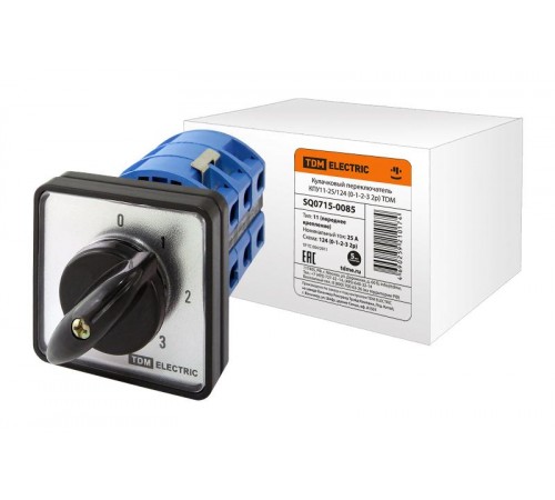 Кулачковый переключатель КПУ11-25/124 (0-1-2-3 2р)  SQ0715-0085  TDM