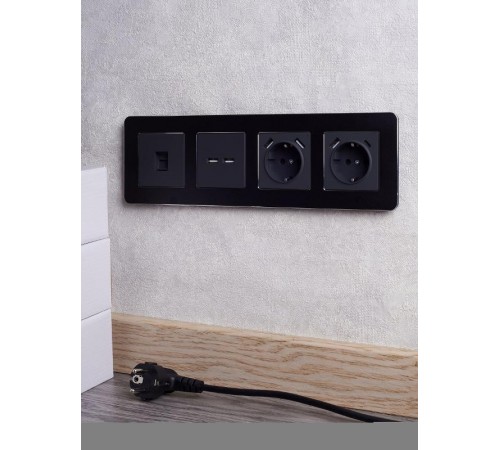 BRITE Рамка 4-ая РУ-4-1-Бр металл черный RE  BR-M42-M-01-K02  IEK