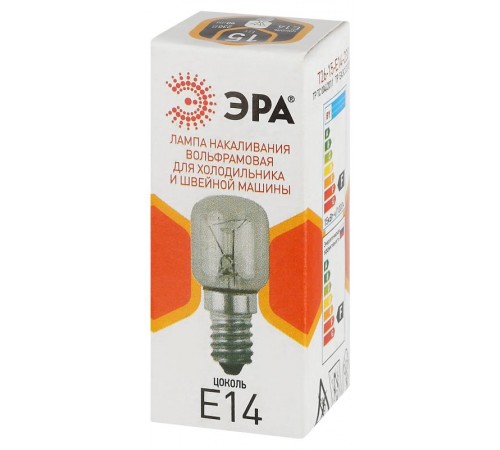 Лампа накаливания  T26 15Вт Е14/E14 230В  для холодильника и швейной машины  Б0066403  ЭРА