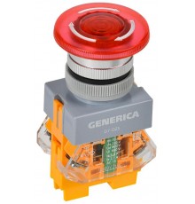 Кнопка D7-DZS "Грибок" d=22мм 1з+1р поворотная с подсветкой и фиксацией красная  BBG50-11DZS-3-11-K04-G  GENERICA