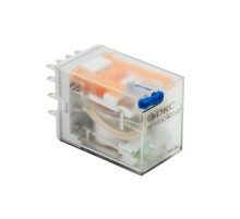 Реле миниатюрное промышленное общего назначения, 4CO, ком. ток 6А, AgSnO, напряжение 110V DC, опция: тест-кнопка+светодиод+защитный диод  IR-110DC-4