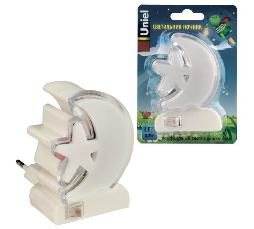 Светильник-ночник DTL-301-Месяц со звездочкой/RGB/4LED/05W без выключателя  10314  Uniel