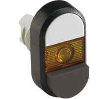 Кнопка двойная MPD17-11Y (белая/черная-выступающая) желтая линза с текстом (I/O)  1SFA611146R1103  ABB