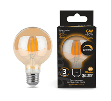 Лампа светодиодная Filament G95 6W 620lm 2400К Е27 golden диммируемая  105802006-D  Gauss