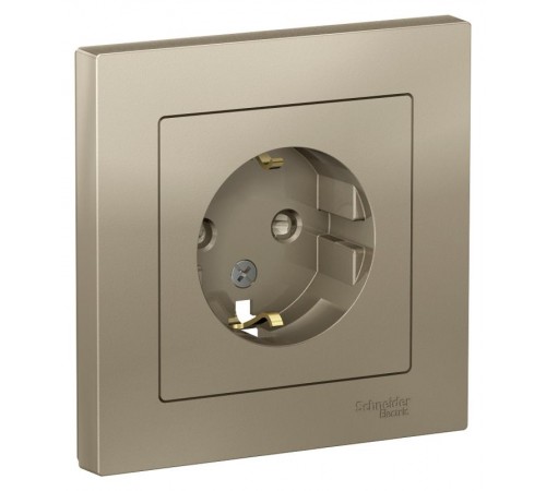 AtlasDesign Шампань Розетка с заземлением со шторками, 16А, (в сборе с рамкой)  ATN000544  SE