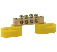 Шина PE "земля" на двух угловых изоляторах ШНИ-6х9-4-У2-Желтый (10/250/12000) NO-222-107-1  Б0044156  ЭРА