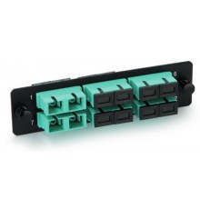 Панель FO-FPM-W120H32-12LC-AQ для FO-19BX с 12 LC адаптерами, 12 волокон, многомод OM3/OM4, 120x32 мм, адаптеры цвета аква (aqua)  47885  Hyperline