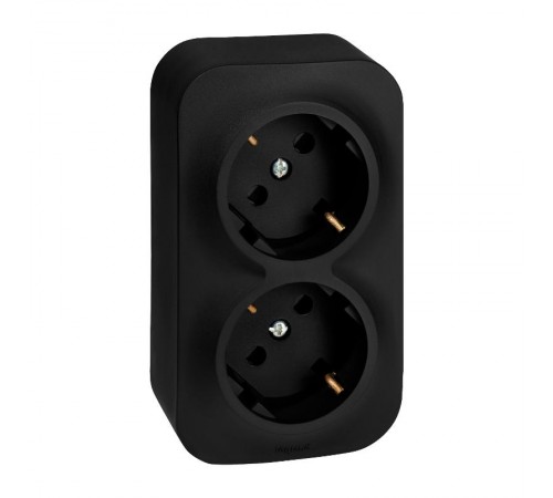 Quteo Чёрный Розетка 2-я с заземлением со шторками 16А винтовые зажимы   782475  Legrand